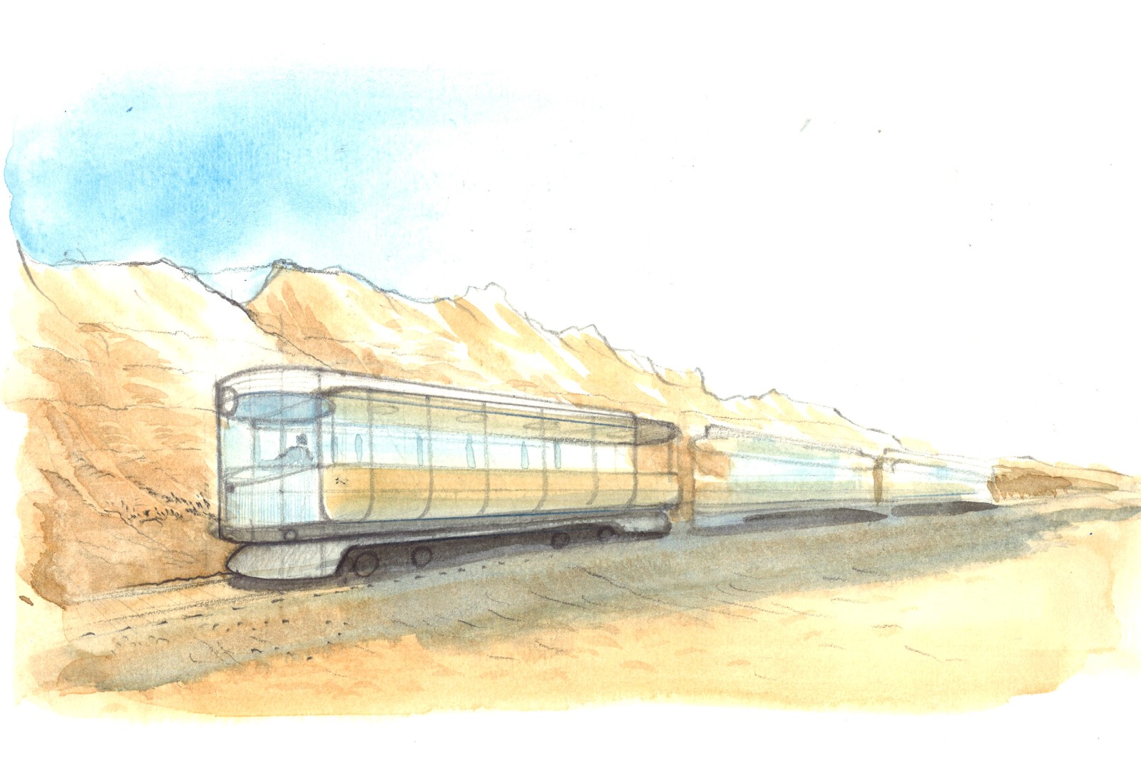 Tramway d'AlUla - Patrick Jouin & Etienne Tricaud, Alstom, Commission Royale pour AlUla © Patrick Jouin iD